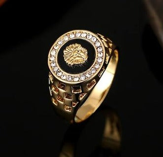 Mens 14K Gold Plated Hip Hop Iced CZ Ring One Size Fits Most Medussa