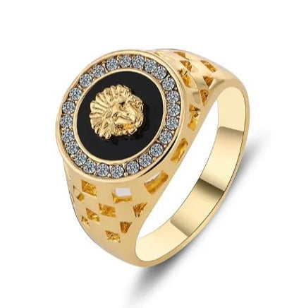 Mens 14K Gold Plated Hip Hop Iced CZ Ring One Size Fits Most Medussa