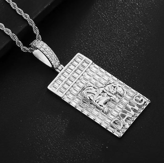Iced Silver Plated Pendant with Hip Hop Chain Necklace Big Dawg