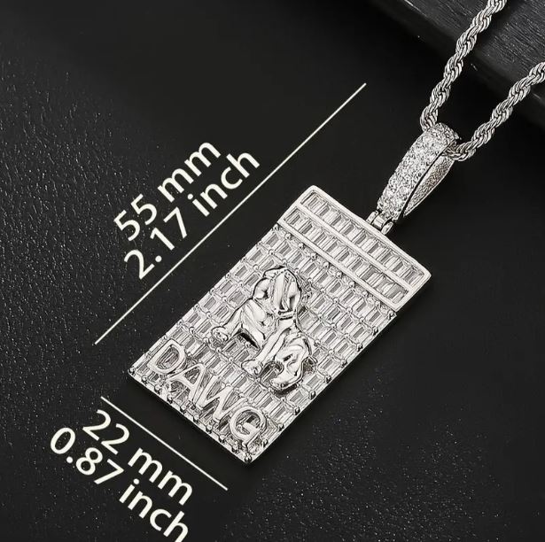 Iced Silver Plated Pendant with Hip Hop Chain Necklace Big Dawg