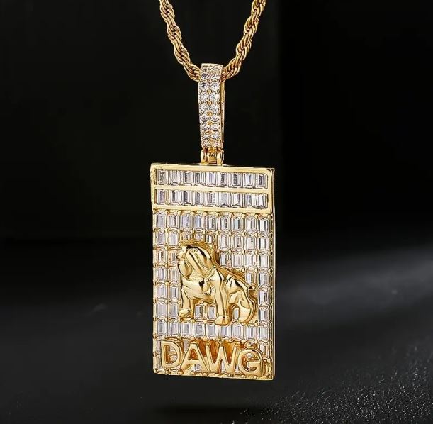Iced 14k Gold Plated Pendant with Hip Hop Chain Necklace Big Dawg