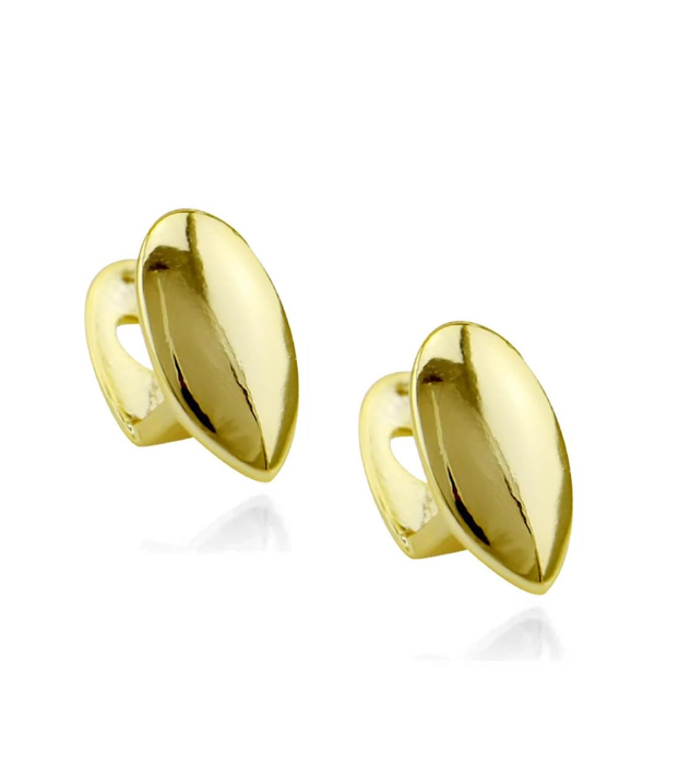 14K Gold Plated 2pc Single Fangs Grillz Set