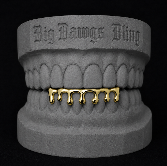 14K Gold Plated Bottom Lower Drip Grillz