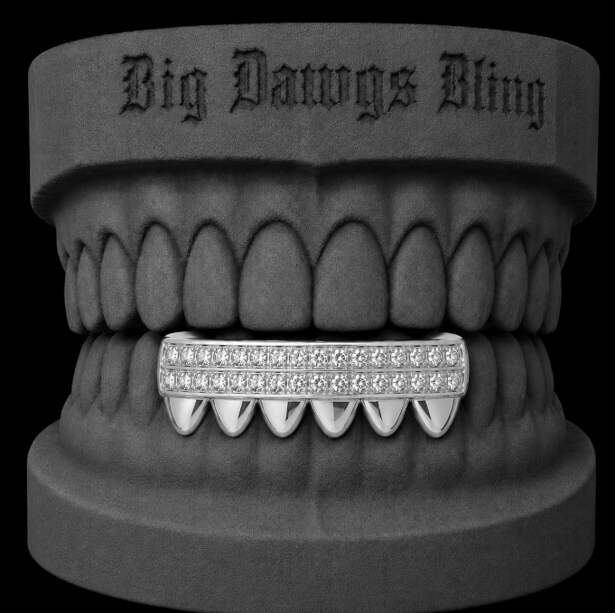 925 Silver Plated Bottom 6 Lower Iced CZ Grillz