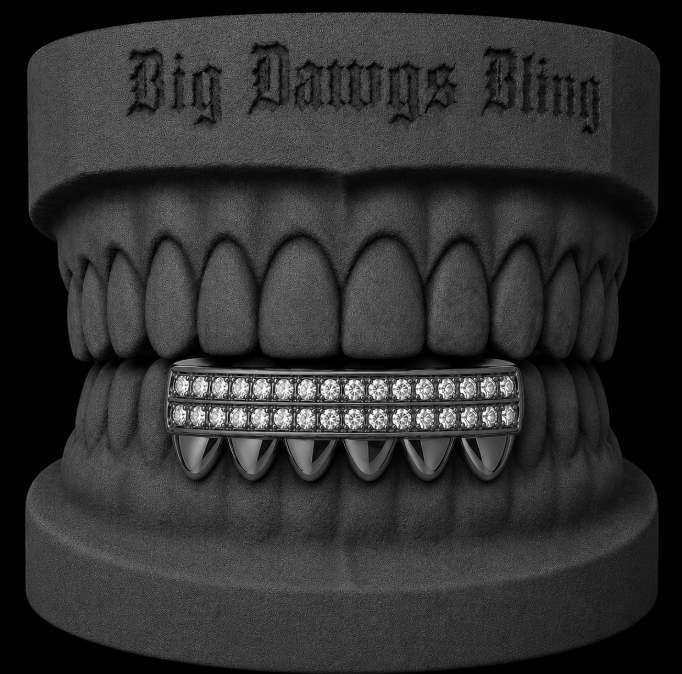 Gunmetal Black Bottom 6 Lower Iced CZ Grillz