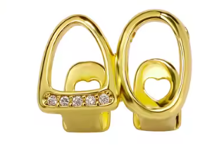 14K Gold Plated Iced Double Open Left Side Grillz Cap