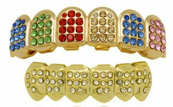 14K Gold Plated Tekeshi 6ix9ine 69 Rainbow Grillz Set