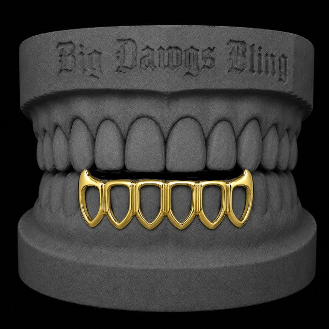 14K Gold Plated Bottom Lower Open Face Fang Grillz