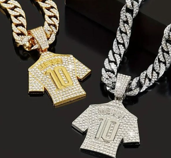 Iced Soccer Jersey Pendant with Hip Hop Chain Necklace