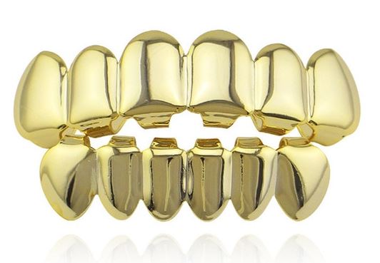 14K Gold Plated Upper & Lower Grillz Set Player