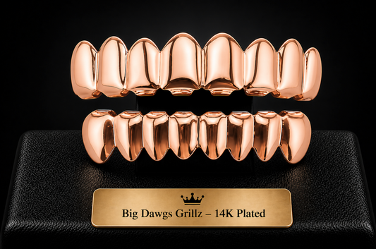 14K Rose Gold Plated 8 Upper & 8 Lower Grillz Set