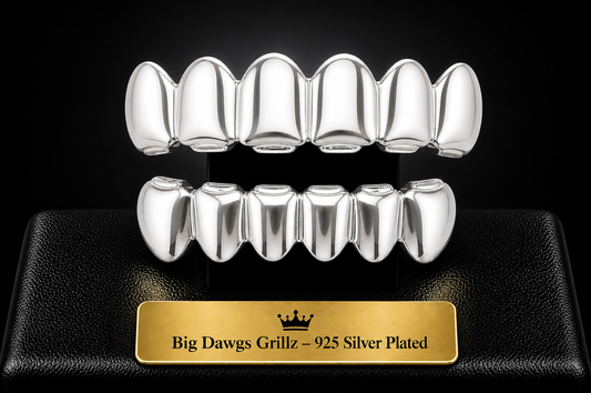 925 Silver Plated 6 Upper & 6 Lower Grillz Set Player