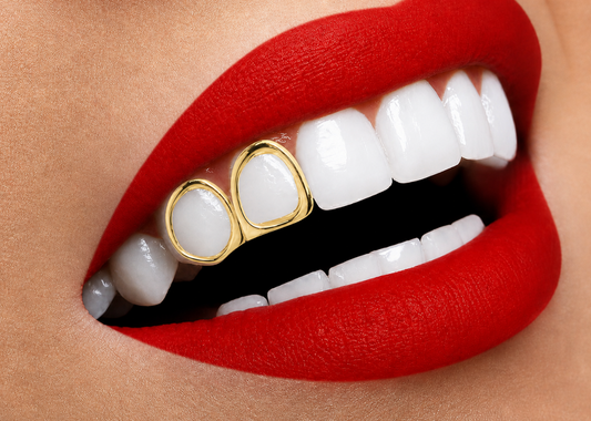 14K Gold Plated Open Face Double Cap Grillz