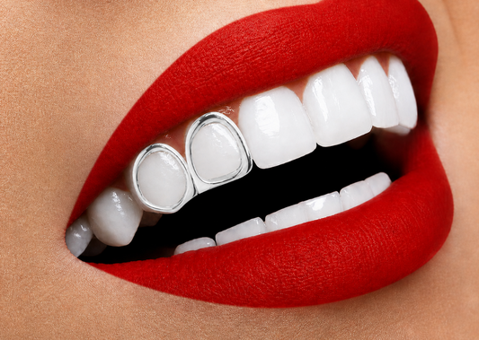 Silver Plated Open Face Double Cap Grillz