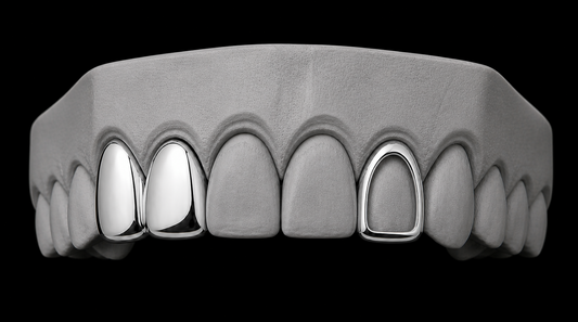 925 Silver Plated Double Tooth + Open Face Grillz Cap