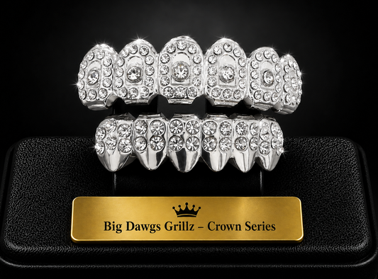 Silver Upper & Lower Grillz Teeth Set Crown Series