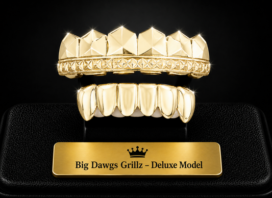 14K Gold Plated Upper & Lower Grillz Set Deluxe Cut