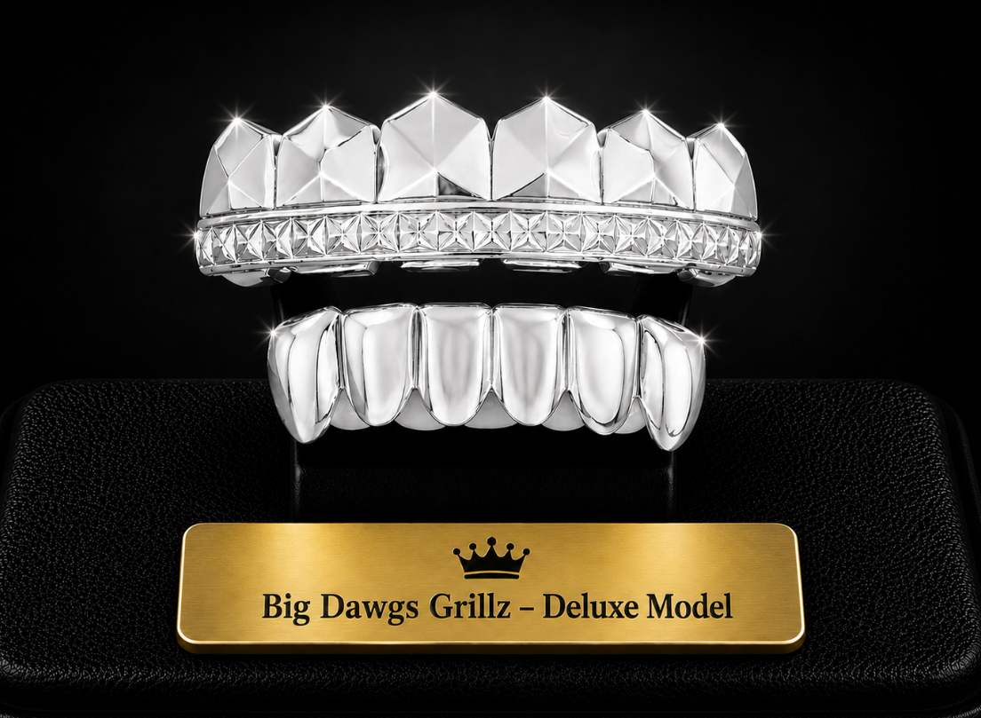 925 Silver Plated Upper & Lower Grillz Set Deluxe Cut