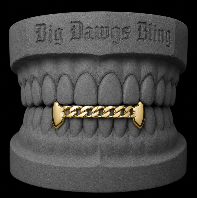 14K Gold Plated Bottom Lower Cuban Link Fangs Grillz