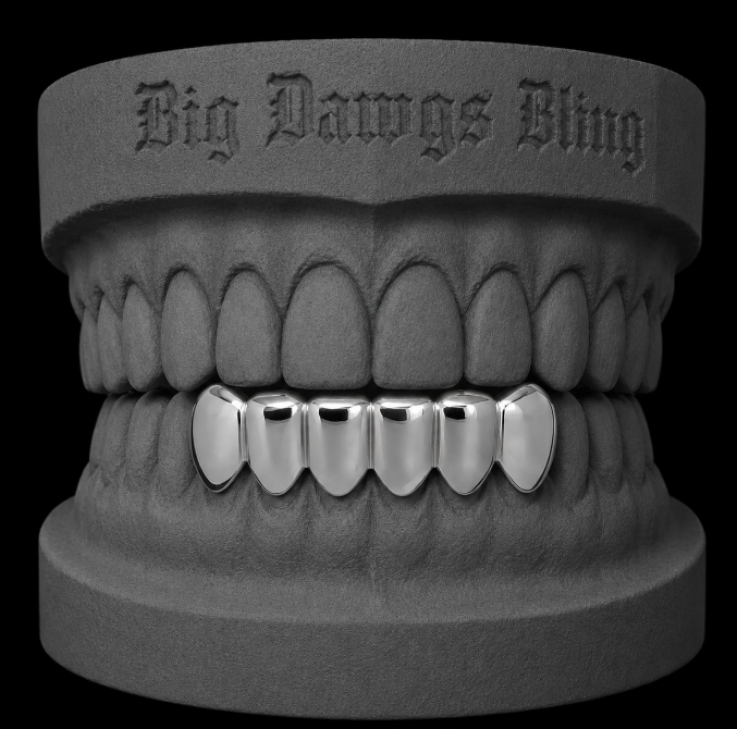 925 Silver Plated Bottom 6 Lower Grillz