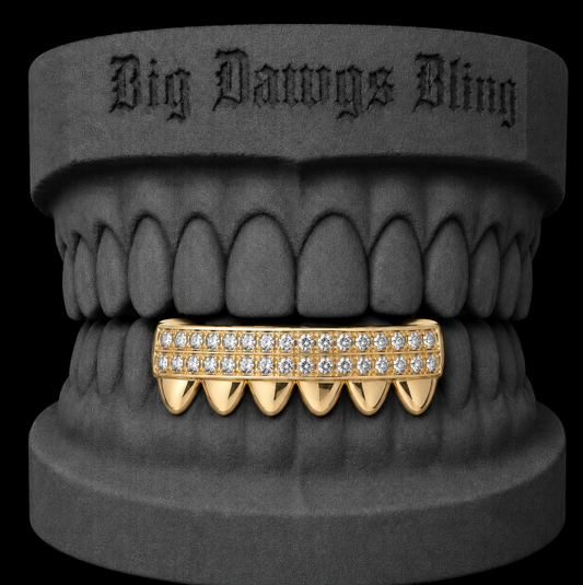 14K Gold Plated Bottom 6 Lower Iced CZ Grillz