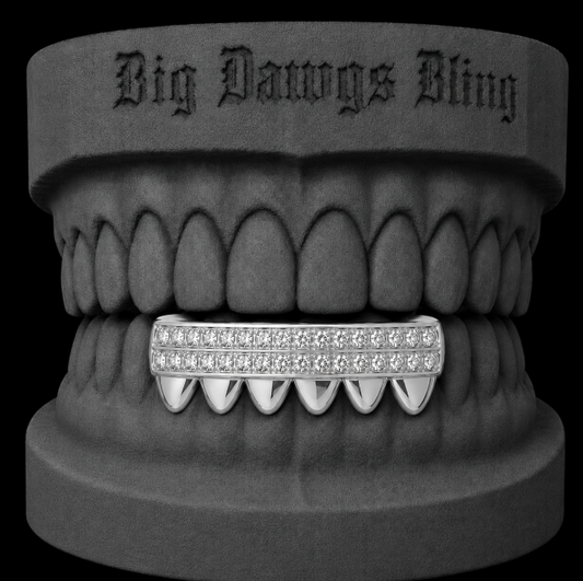 925 Silver Plated Bottom 6 Lower Iced CZ Grillz
