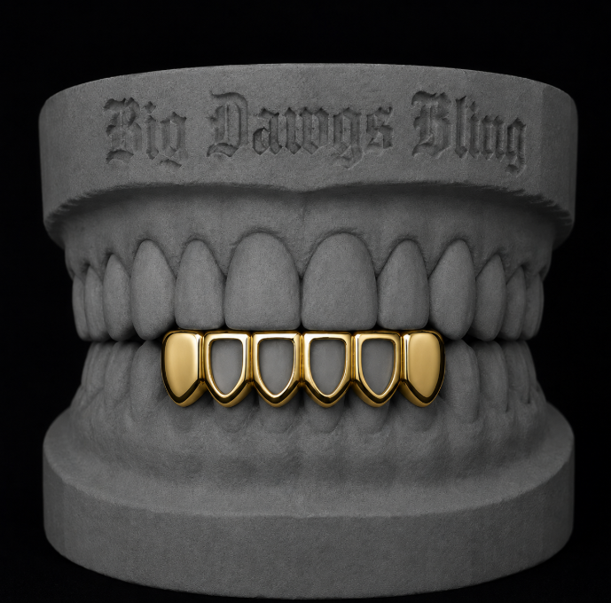 14K Gold Plated Bottom Lower 4 Open Face Grillz