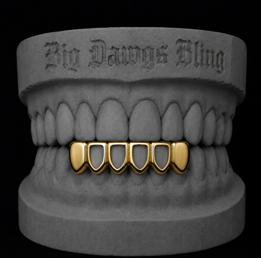 14K Gold Plated Bottom Lower 4 Open Face Grillz