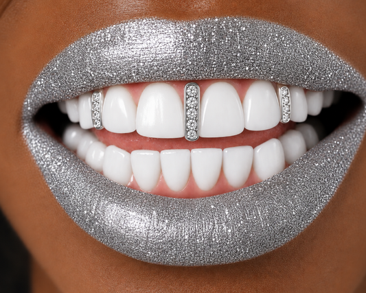 High Shine Iced Silver Gap Fill Grillz 3pc Set