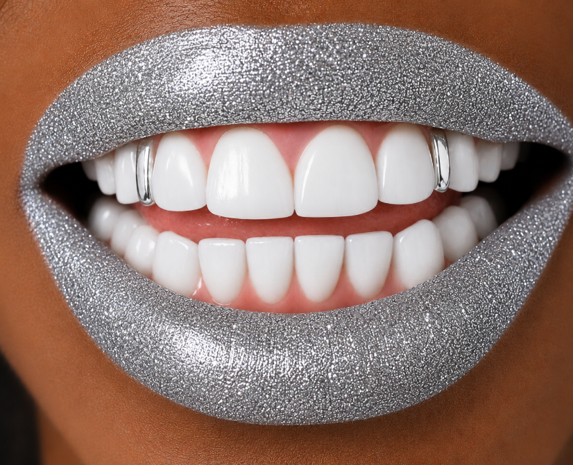 High Shine Solid Silver Gap Fill Grillz 2pc Set