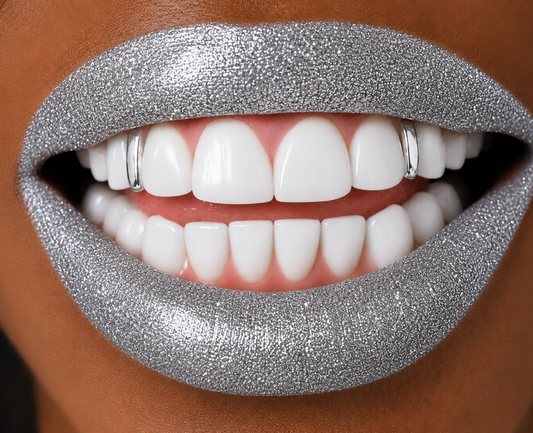 High Shine Solid Silver Gap Fill Grillz 2pc Set