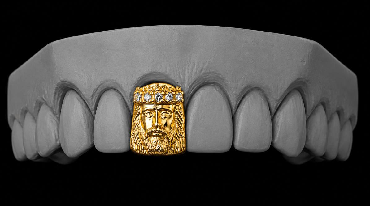 Hip Hop 14K Gold Plated Upper Tooth Jesus Cap