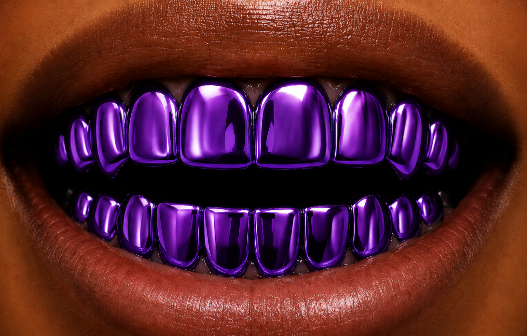 Shiny Purple Plated 8 Upper & 8 Lower Teeth Grillz Set