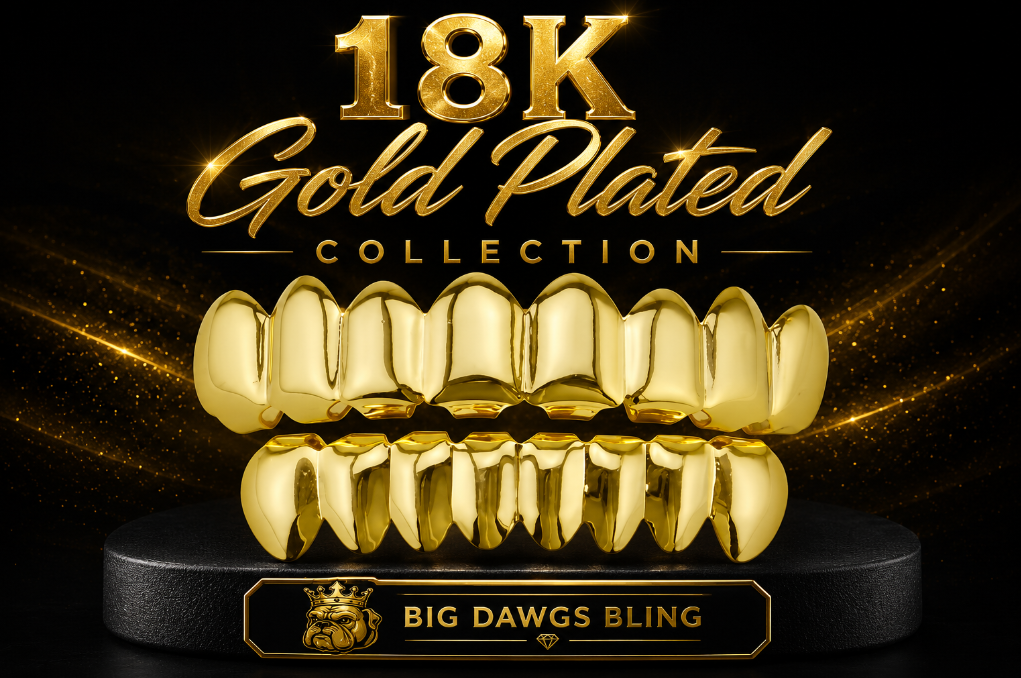 Custom Fit 18K Gold Plated Upper & Lower Grillz Set with Molds