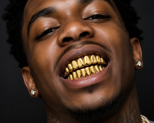 Custom Fit 18K Gold Plated Upper & Lower Grillz Set with Molds