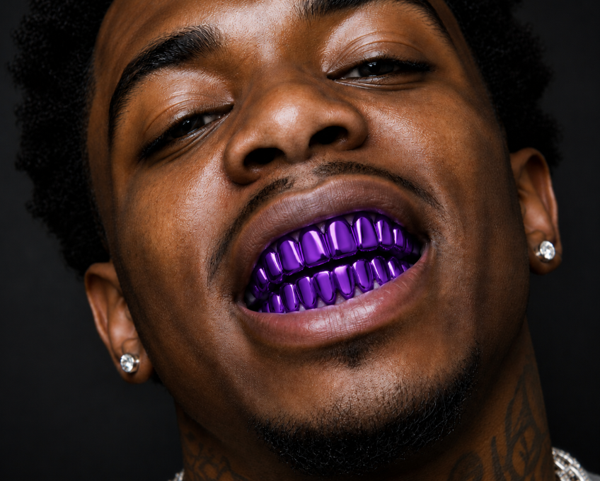 Shiny Purple Plated 8 Upper & 8 Lower Teeth Grillz Set