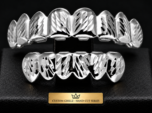 Custom Fit 925 Silver Plated Grillz Set Diamond Cut Series 15