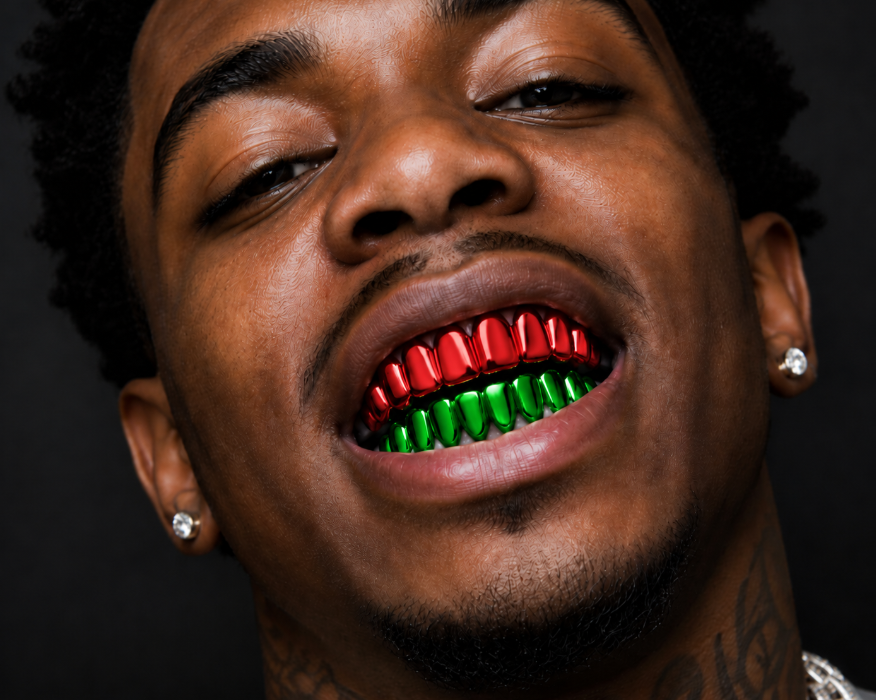 Custom Fit Red Green Plated 8 Upper & 8 Lower Teeth Grillz Set Christmas Edition