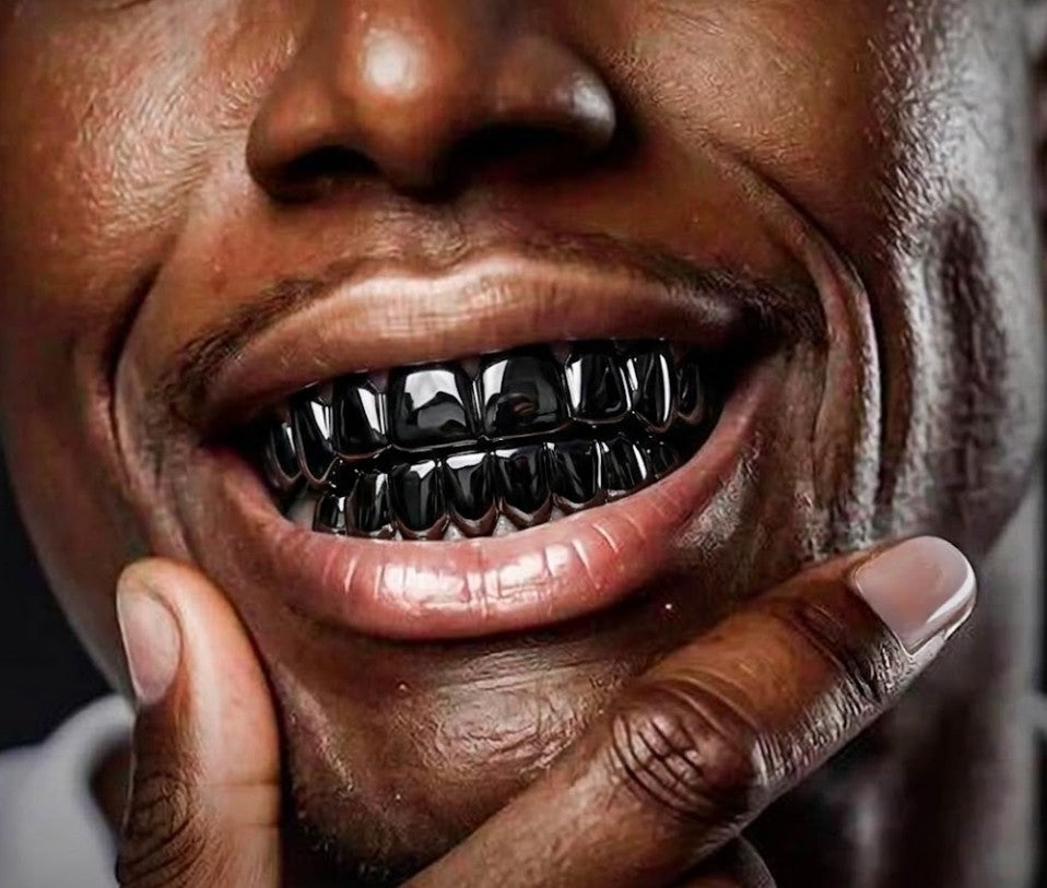 Black Gun Metal Upper & Lower Grillz Set Black