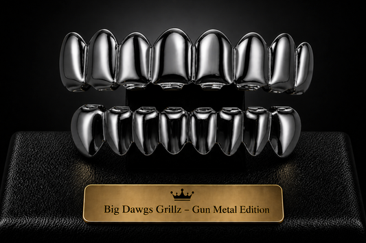 Black Gun Metal Upper & Lower Grillz Set Black