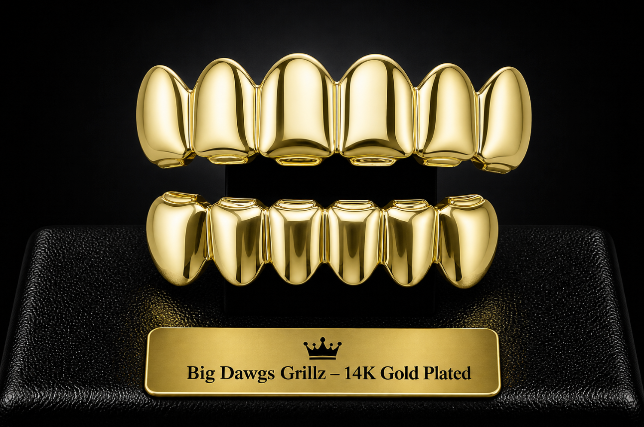 14K Gold Plated 6 Upper & 6 Lower Grillz Set Player