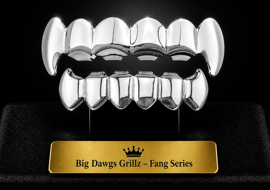 Silver Plated Upper & Lower Grillz Set Player Fangs
