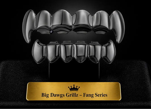 Rhodium Plated Upper & Lower Grillz Set Fangs