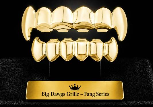 14K Gold Plated Upper & Lower Grillz Set Player Fangs