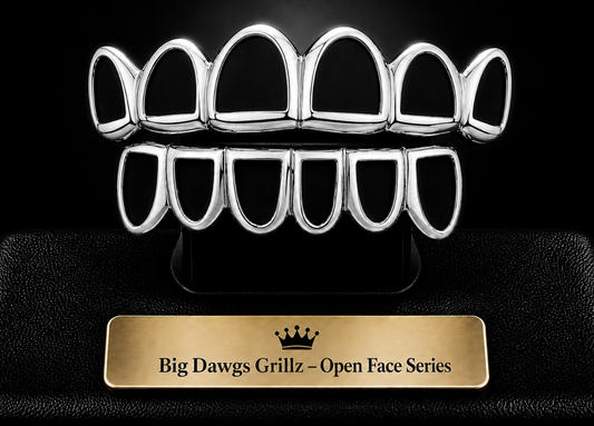 Custom Silver Open Face 6 Upper & G Lower Grillz Set