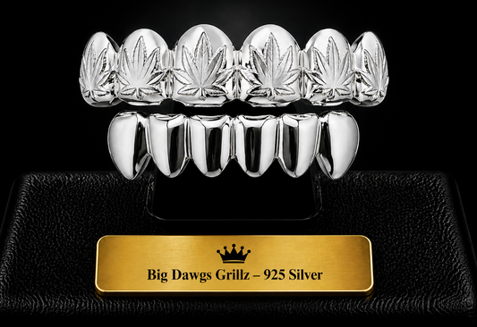 Custom Fit Silver Plated Upper & Lower Grillz Set Leaf
