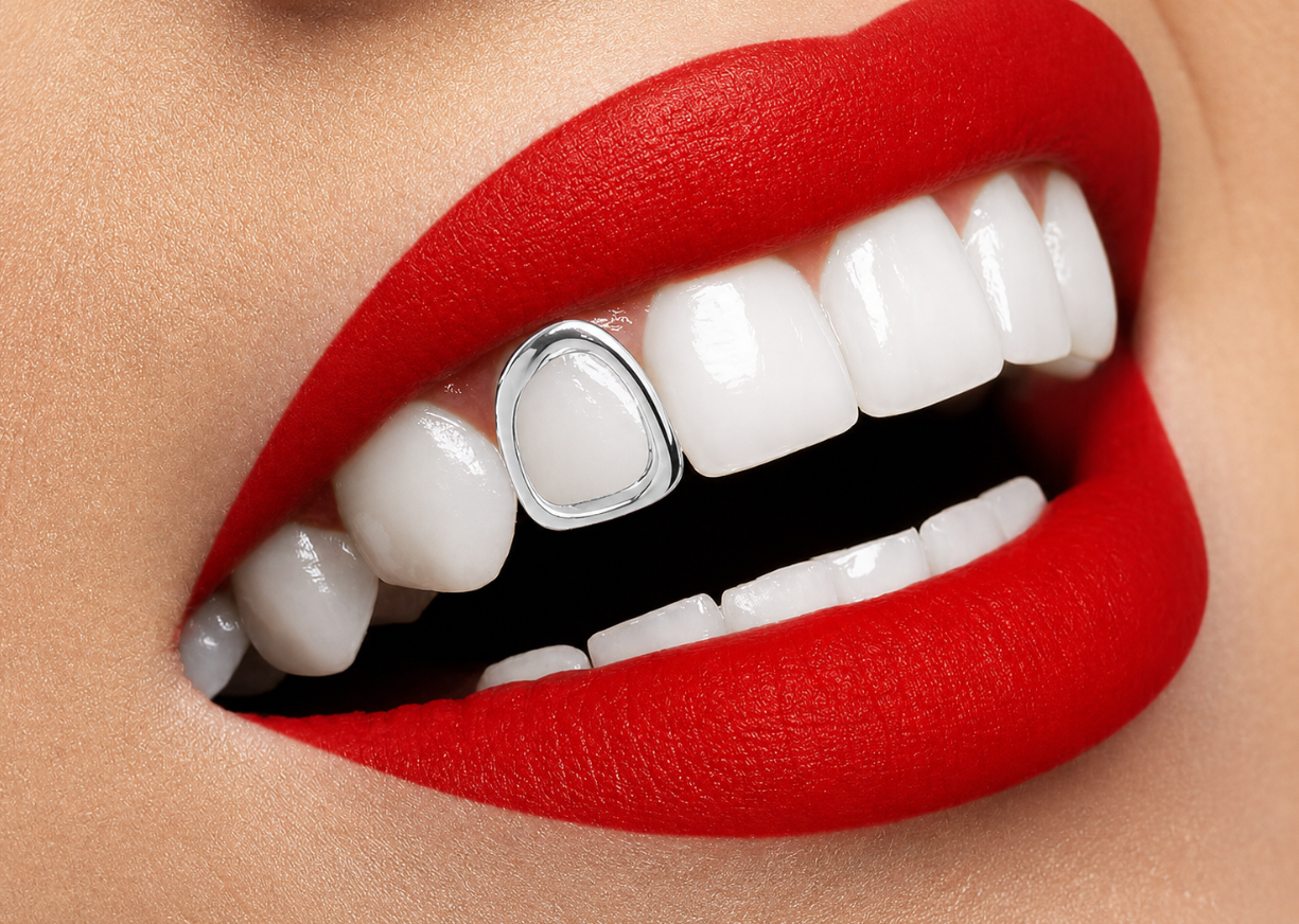 Silver Plated Open Face Cap Grillz