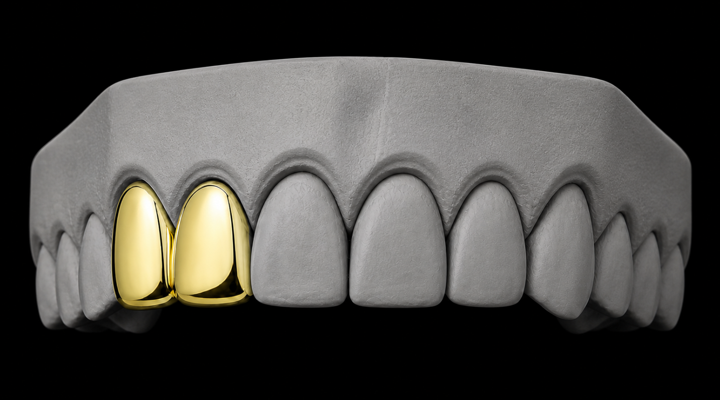14K Gold Plated Double Tooth Grillz Cap