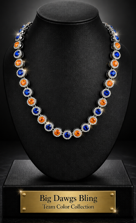 Hip Hop Iced Silver 12mm CZ Cluster Chain Necklace Orange Blue