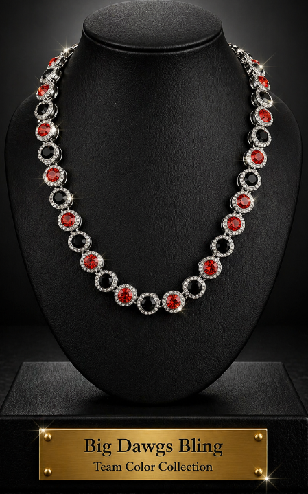 Hip Hop Iced Silver 12mm CZ Cluster Chain Necklace Black Red